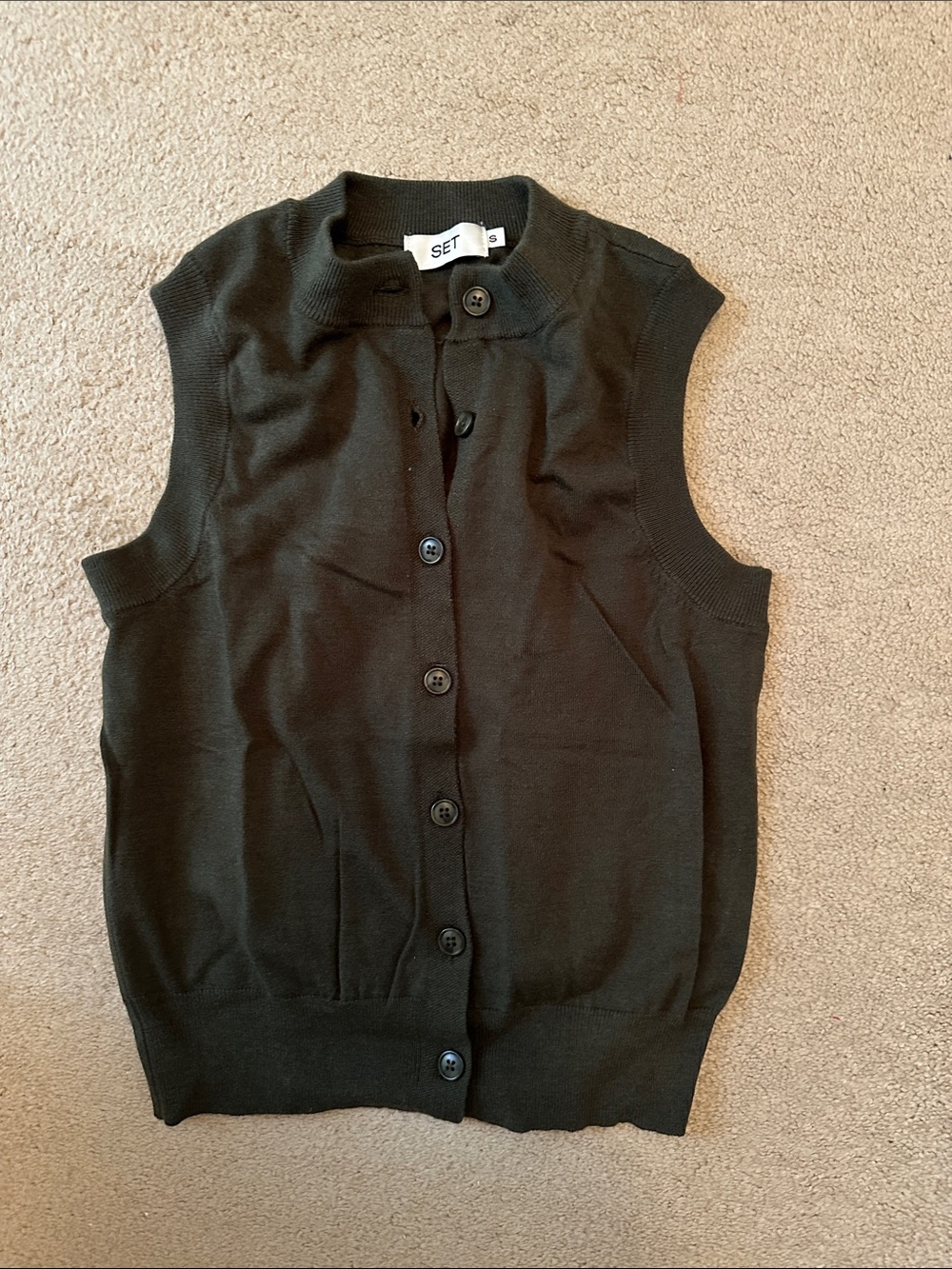 New Set active green sleeveless cardigan small